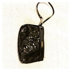 Coach black patent wristlet